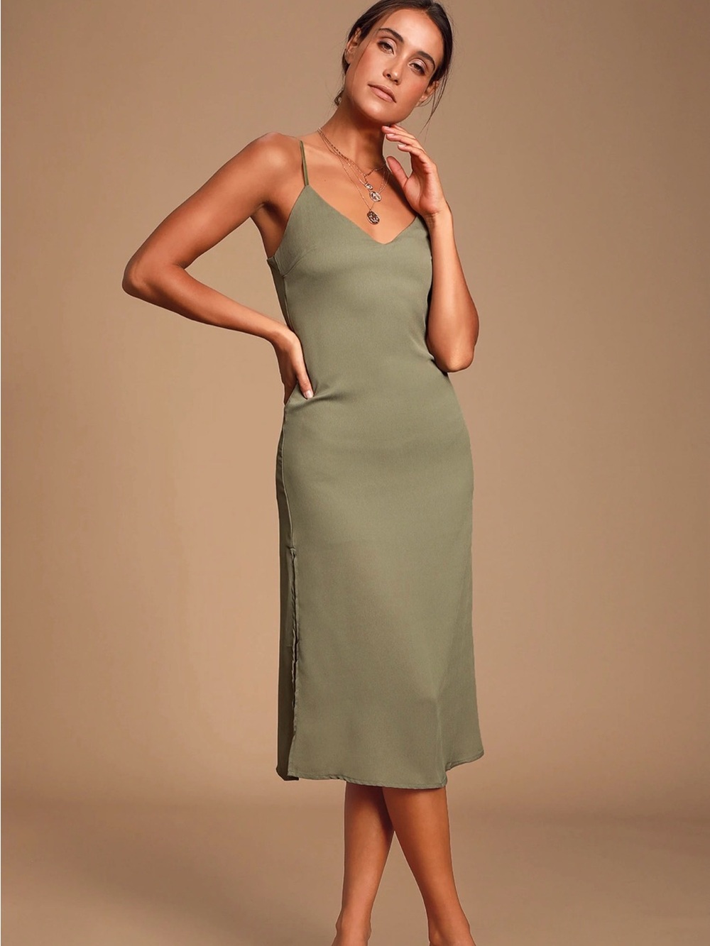 Perfect For You Sage Green Midi Column Dress